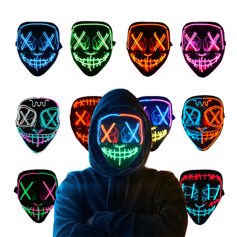 Led Purge Mask Halloween - Draadloze Neon Lichtgevende Purge Maskers Cosplay