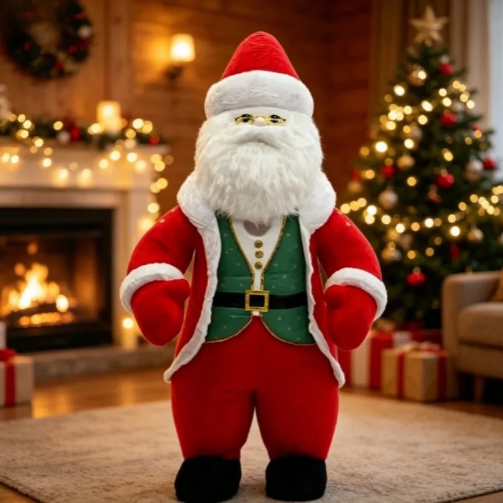 Costumes - Opblaasbaar Kerstman-kostuum, volwassen maat, loopfiguur voor