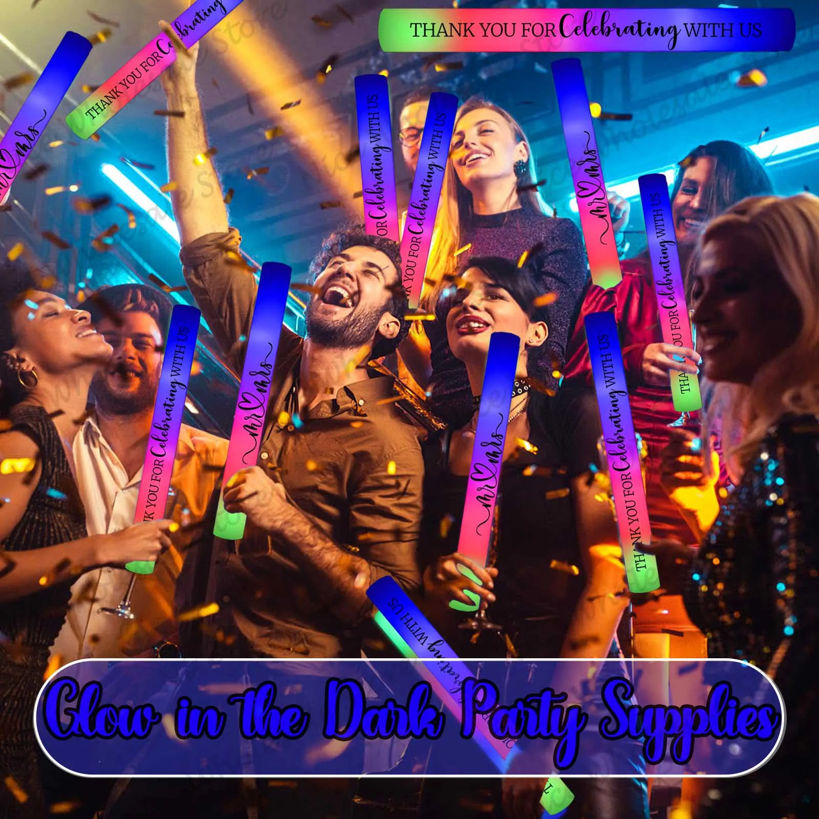 Flashing Led Foam Sticks Party - Bulk LED Glowsticks 100-30 stuks kleurrijke