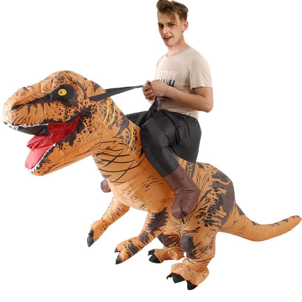Inflatable Dinosaur Costume Adult - Volwassen Grappig Rijden Bruin Dinosaurus Jurassic
